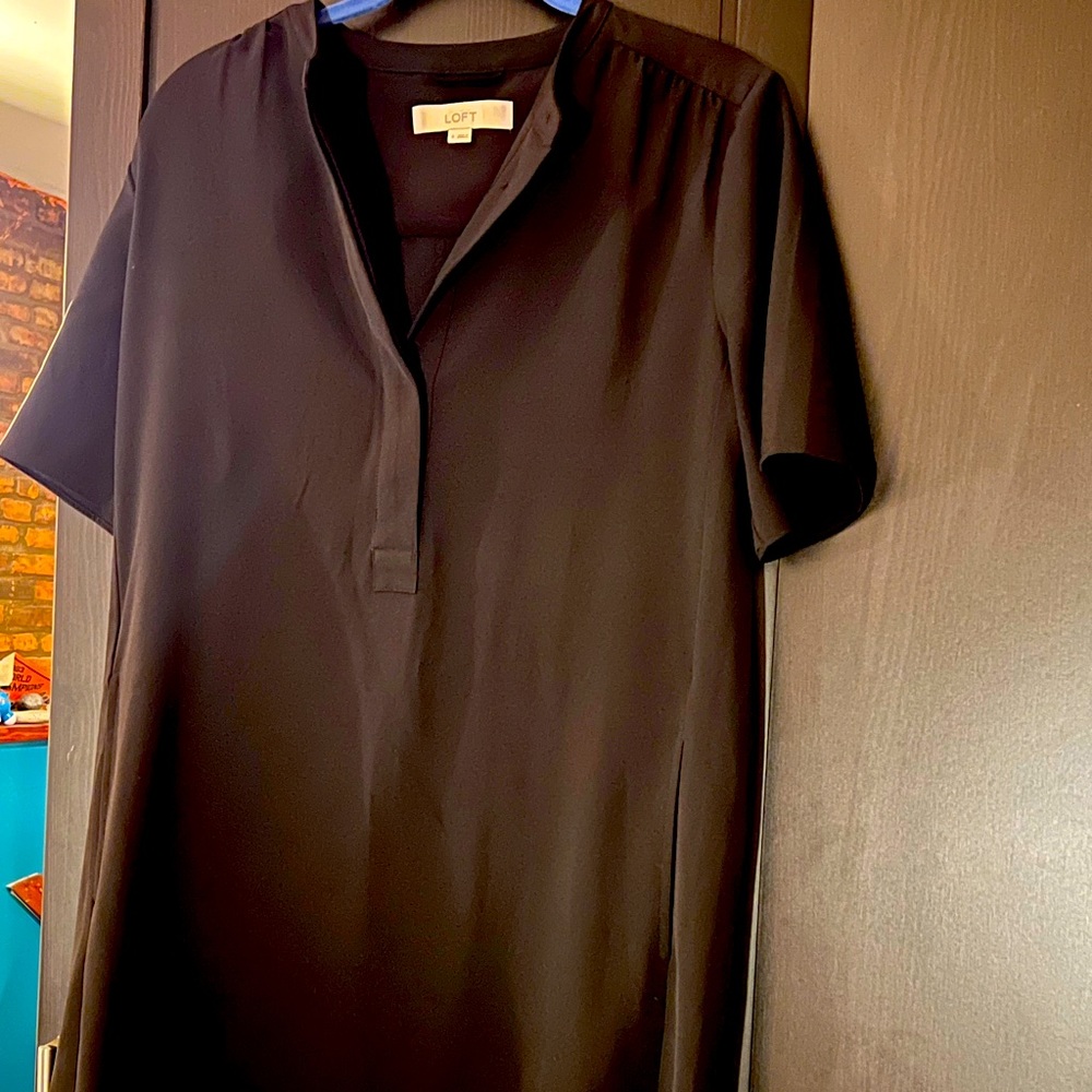 Loft size 6 black half-button down dress